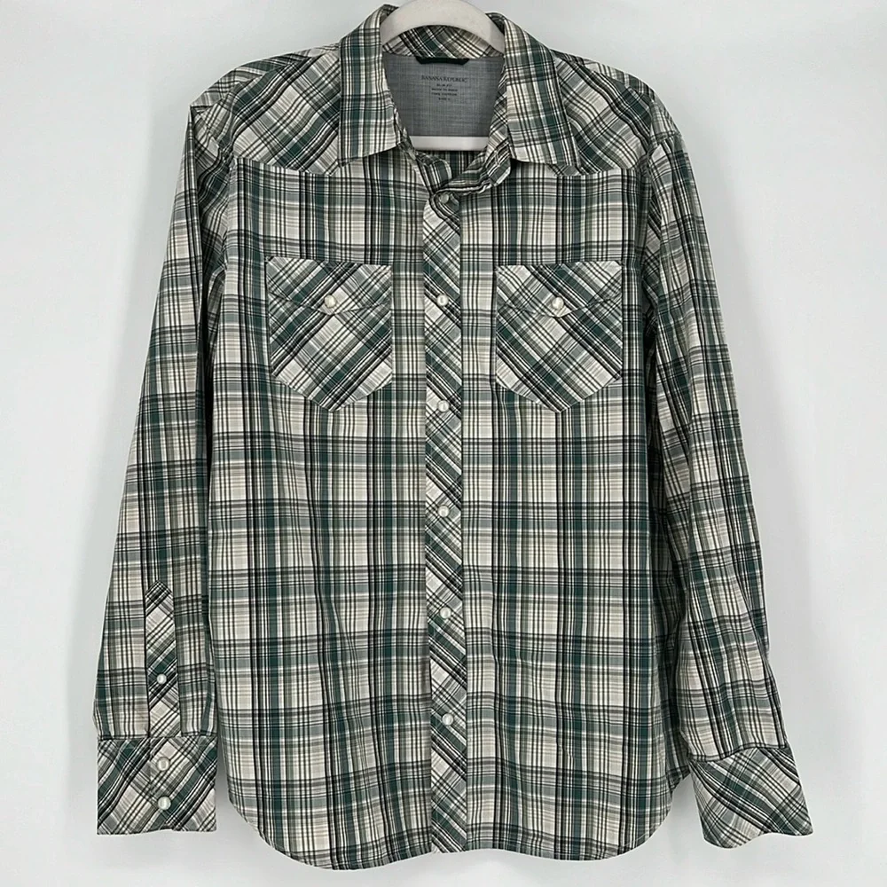 BANANA REPUBLIC PLAID COTTON SHIRT‎